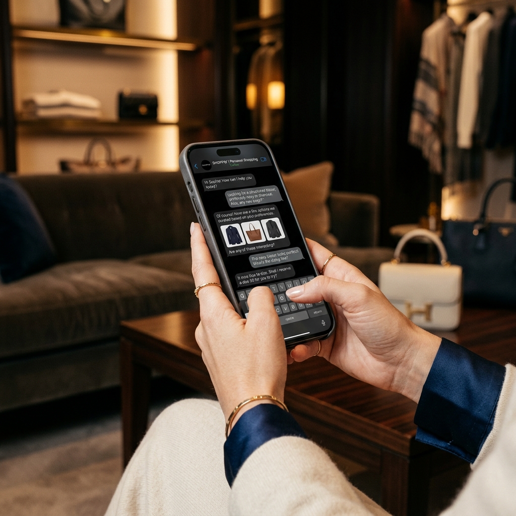 A customer messaging a personal shopping assistant