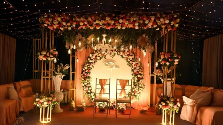 Decorative flowers and event details being sourced